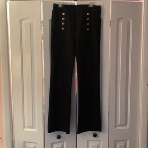 High waisted black dress pants with gold buttons